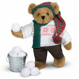 15" Special Edition Snow Day Bear - Standing jointed bear with Nordic sweater, pants, knit cap, scarf and bucket full of snowballs image number 2