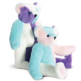 15" Cotton Candy Patchwork Bear  - side view of 2 patchwork bears made with white, purple, pink and blue furs image number 3
